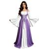 Damen Mittelalter Renaissance Kleid Schulterfrei Glockenärmel Schnürkorsett Vintage Halloween Cosplay Langes Maxikleid