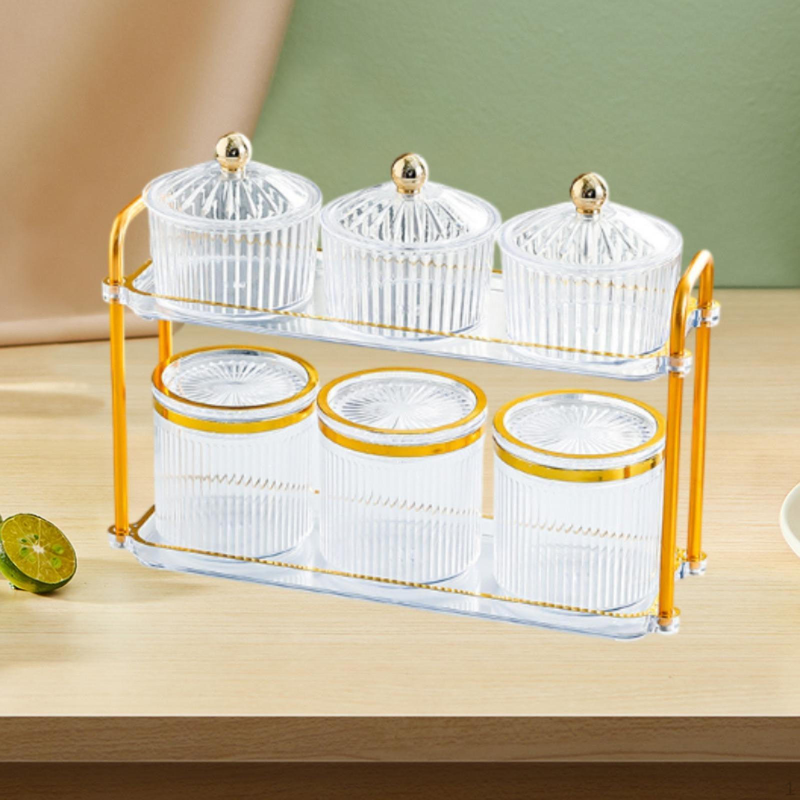 Декоративный поднос для орехов, герметичные банки для хранения, элегантная разделенная закуска, блюдо для сухофруктов Round Clear