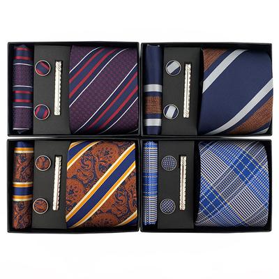 Paisley Men'S Tie Square Cuff Tie Clip Gift Box Set Business Casual Tie Black Gift Box