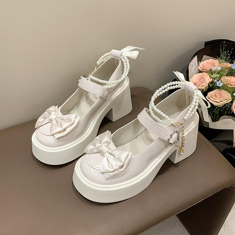 Lolita Schuhe Super Hohe Absätze Mary Jane Schuhe Damen Klobige Plateau Pumps Frau Knöchel Schnalle Partyschuhe