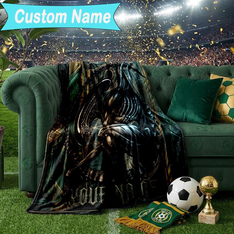 Custom Name Blanket Alien Artwork Blanket Bedding Blanket for Travel, Camping, Living Rooms, Offices, Sofas, Fan Christmas gift