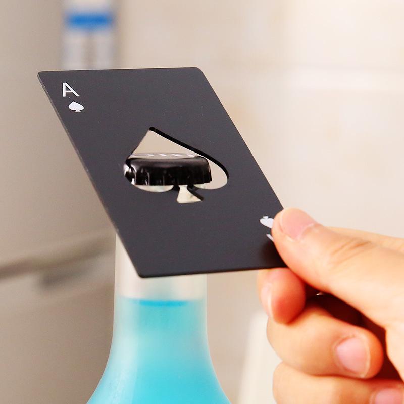 Poker Beer Bottle Opener,magnet Beer Opener,stainless Steel Push Down Opener Wine Beer Soda Cap Opener Kitchen Accessories