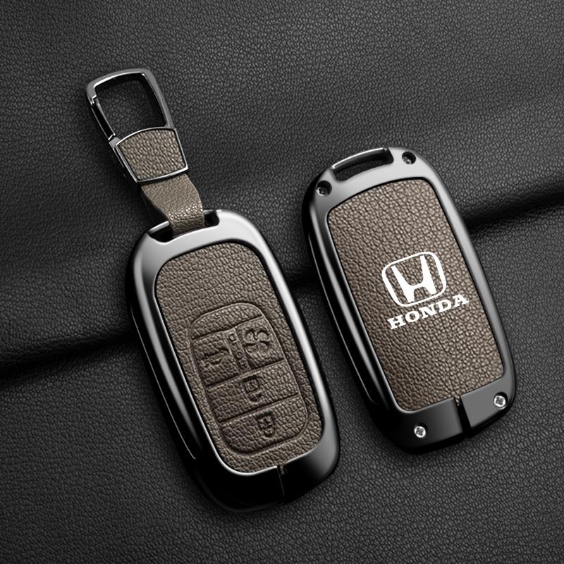 Leather Car Smart Remote Zinc Alloy Key Case Cover Protector for Honda 2023 2024 Accord Civic HR-V CR-V Pilot Sport SI EX EX-L