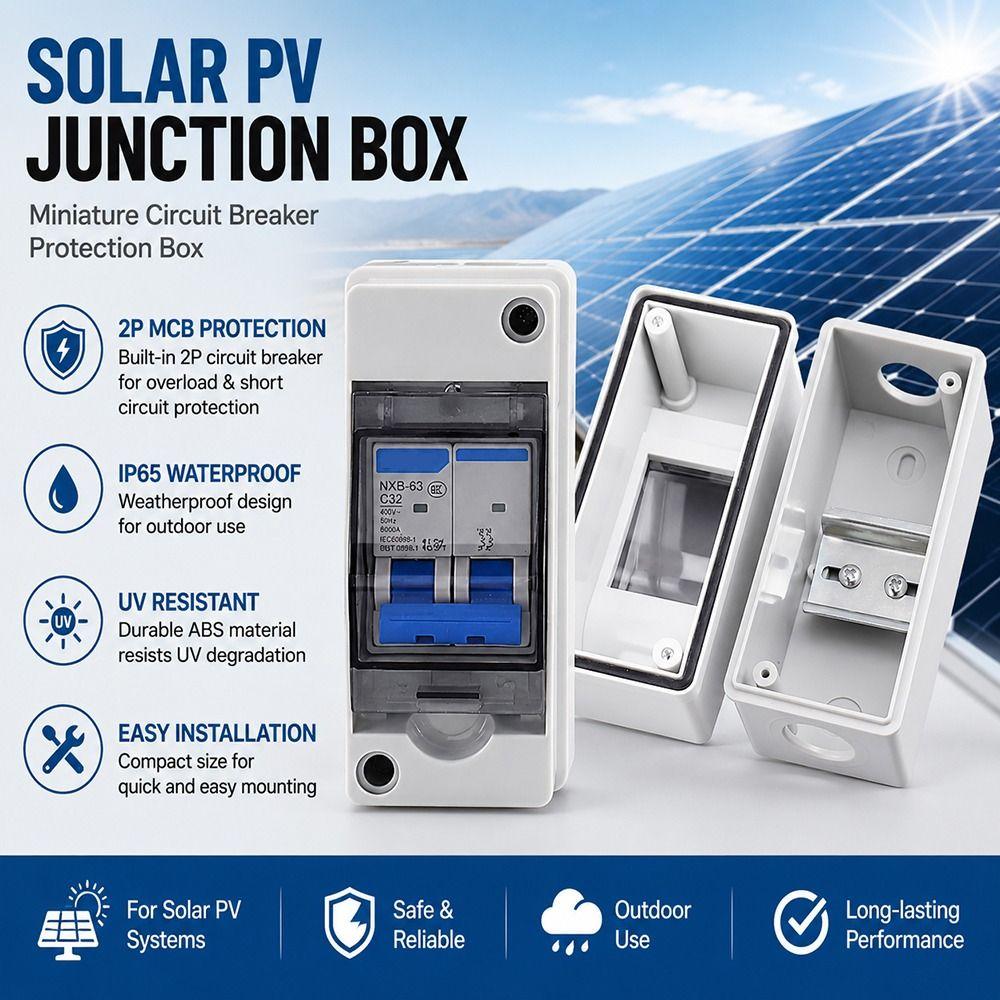 1Pcs 2 Way Waterproof Distribution Box IP65 Waterproof MCB Protection Box  for 2P Breaker