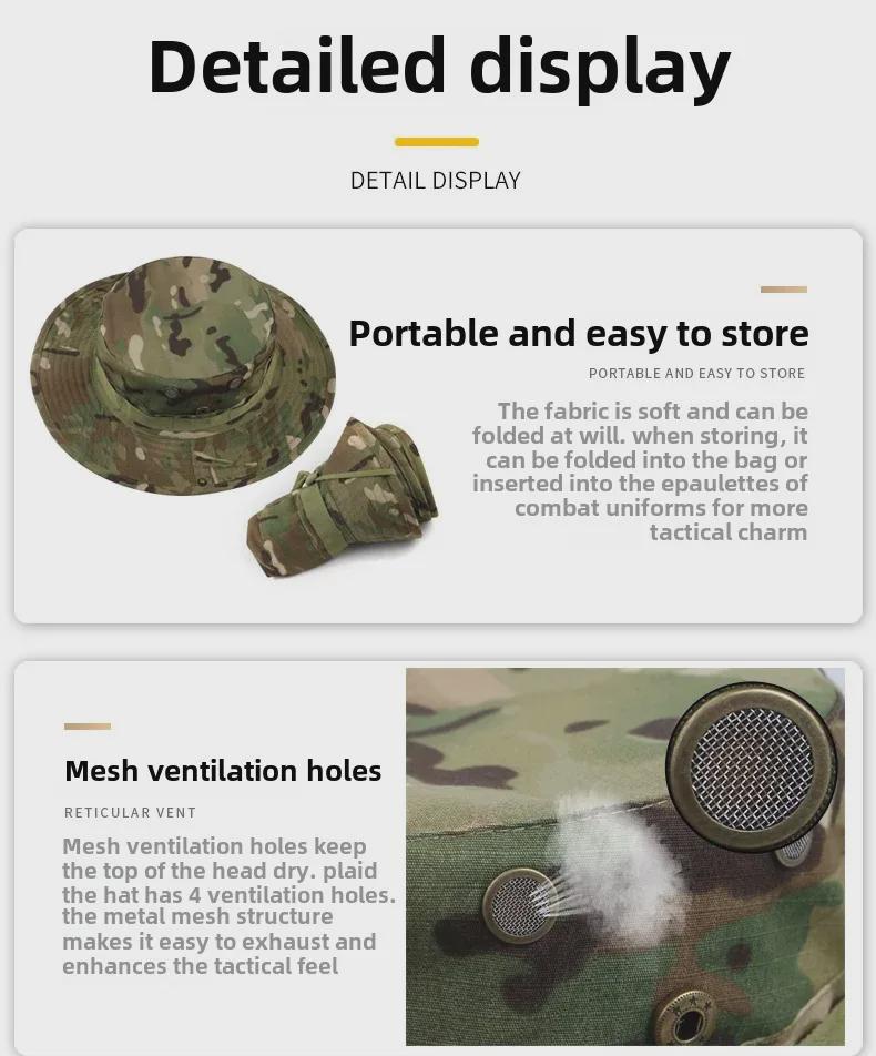 Men's Camouflage Bucket Hat Set: Multifunctional, Breathable, Sun-Protective Fishing Hat with Round Brim.