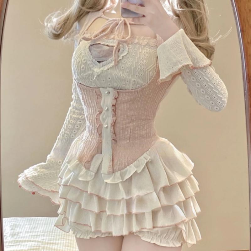 2024 Spring Sweet 3 Piece Set Women Party Sexy Y2k Crop Top + Office Lady Casual Mini Skirt + Elegant Slim Vest Korean Fashion