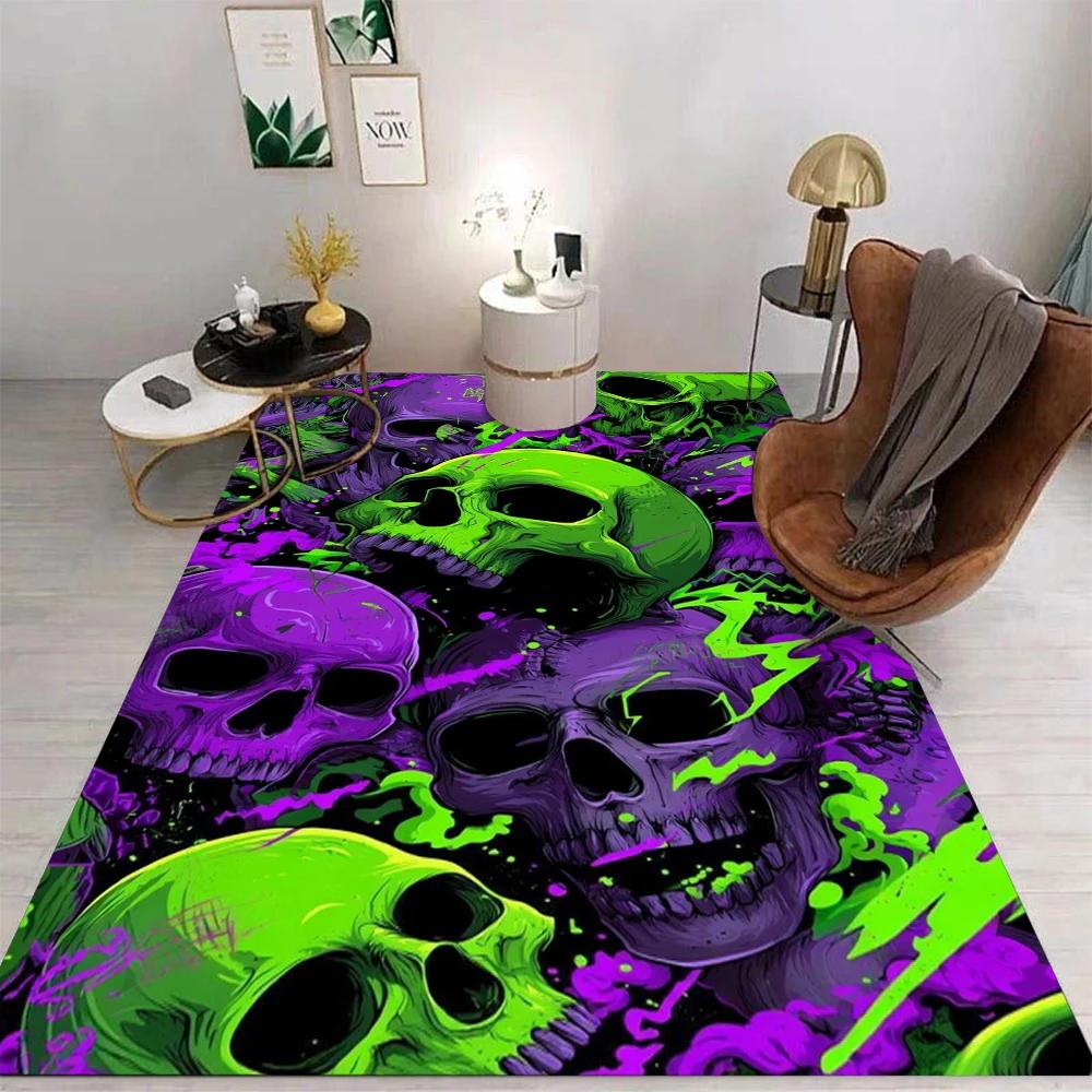 Dödskalle Matta Tecknad Vardagsrum Sovrum Kök Soffbord Balkong Matta Halkfri Tvättbar Matta Utsökta Hemsmycken
