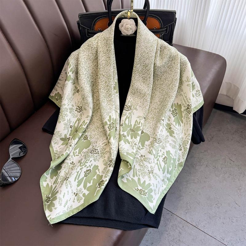Floral Printed Square Scarf For Women Spring Summer Versatile Neck Wear