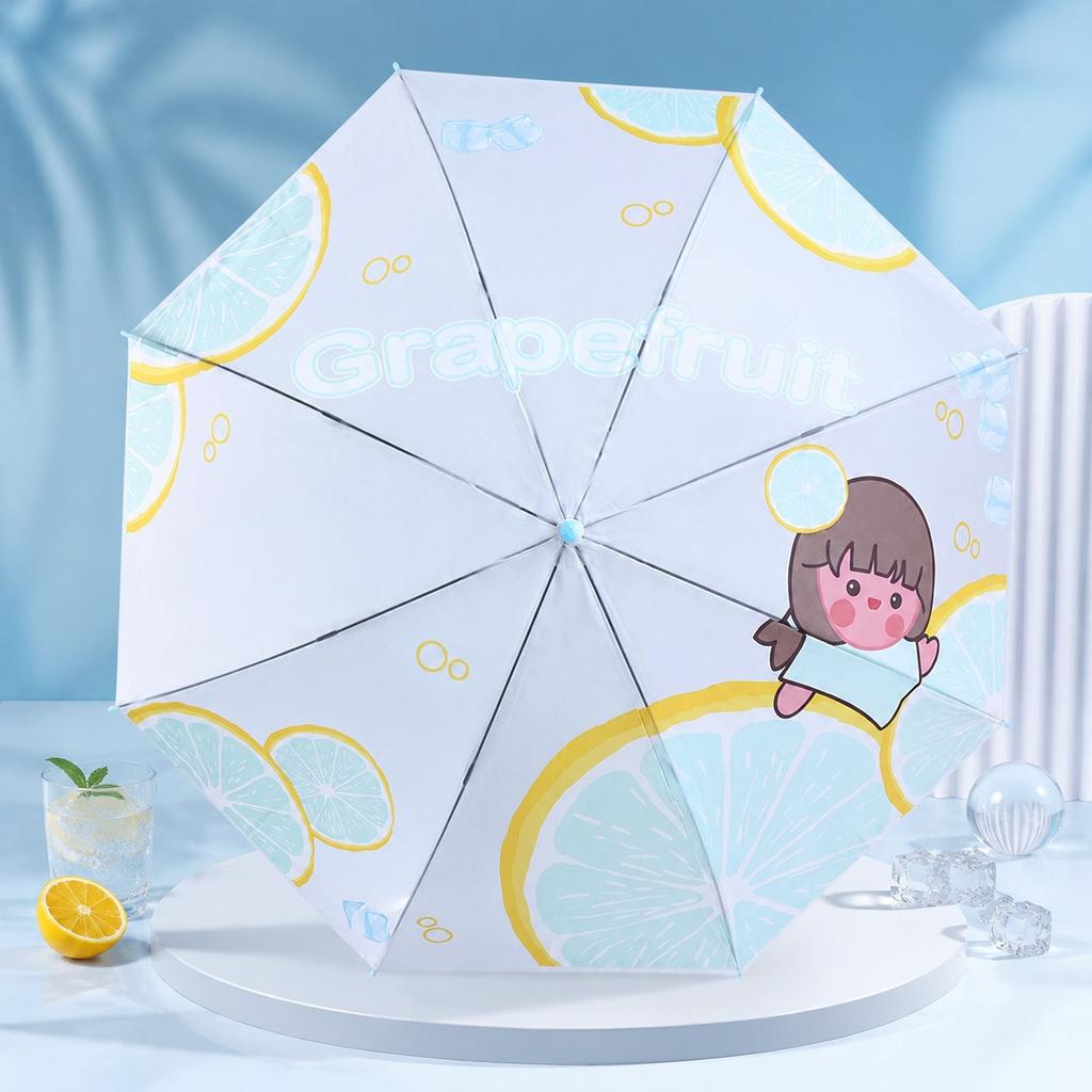 Wholesale Cute Little Fresh Fruit Umbrella 11 Inch Transparent Umbrella Straight Pole Umbrella Automatic Umbrella Long Handle Umbrella Umbrella