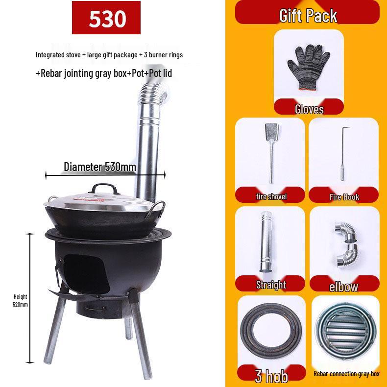 Portable Outdoor Firewood Stove with Threaded Round Legs - New Model