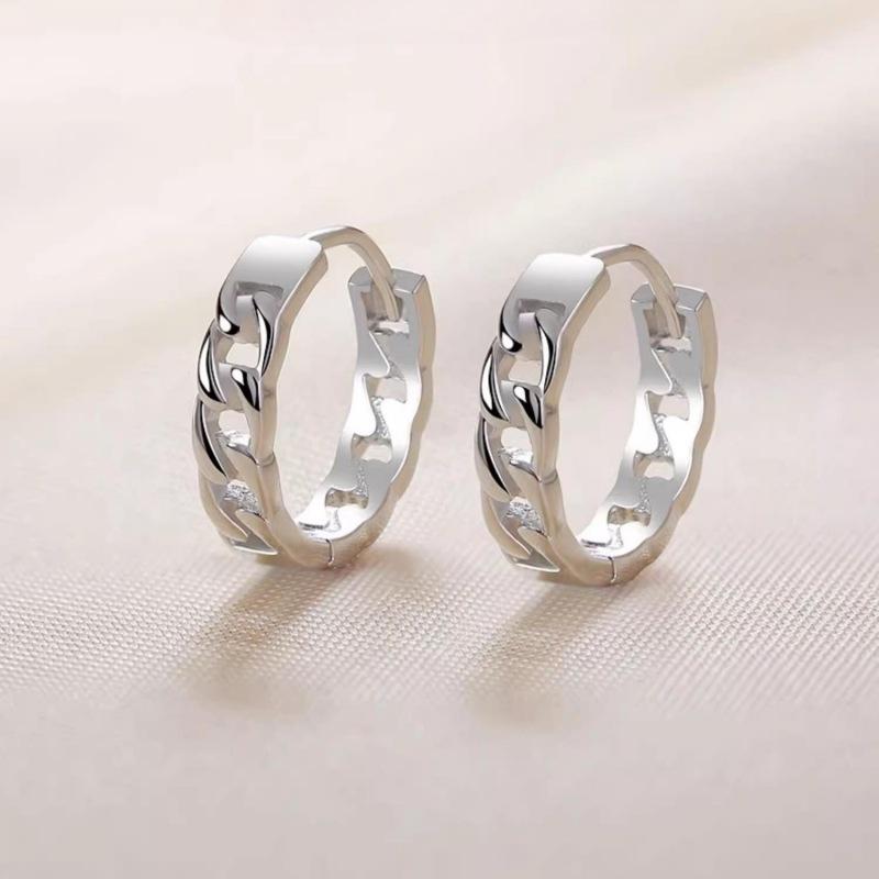 

Earrings Women S Chain Earrings Cold Wind Ear Buckles Niche Design Sense Plain Ring Personality Men S Earrings Tide платиновый