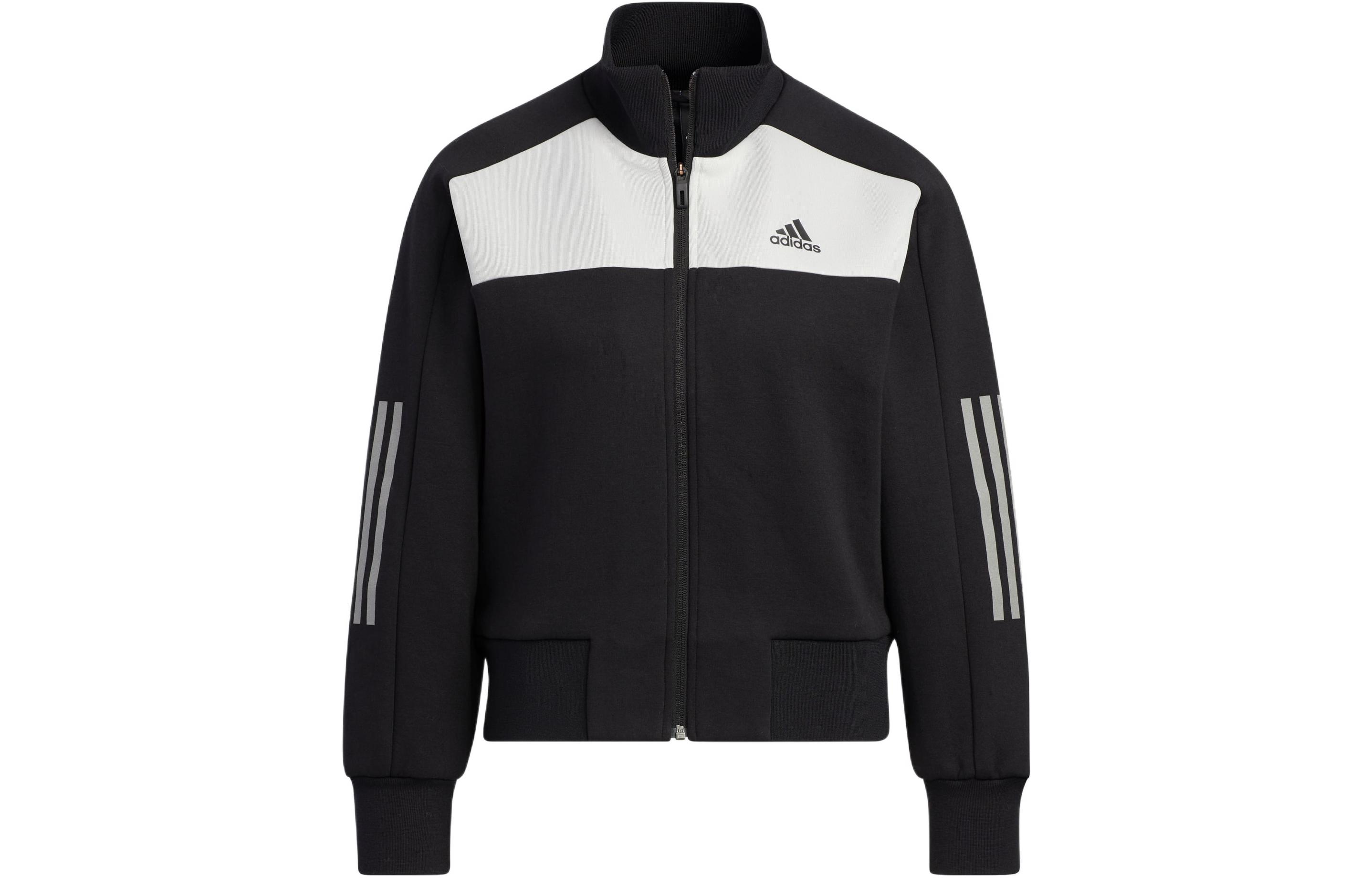 adidas Women s UST Full-zip And Ribbed Stand Collar Jacket Black HM7090 M