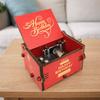 Retro Wooden Music Box UV Painting Mechanical Music Box Unique Hand Crank Music Box  Home Decor