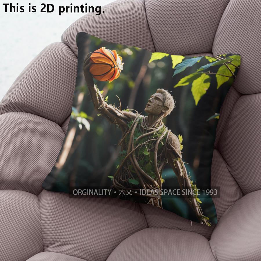 Forest Basketball Player Throw Pillow Covers Pattern Cushion Cover Suitable for Sofa Bedroom Car Pillow Cover