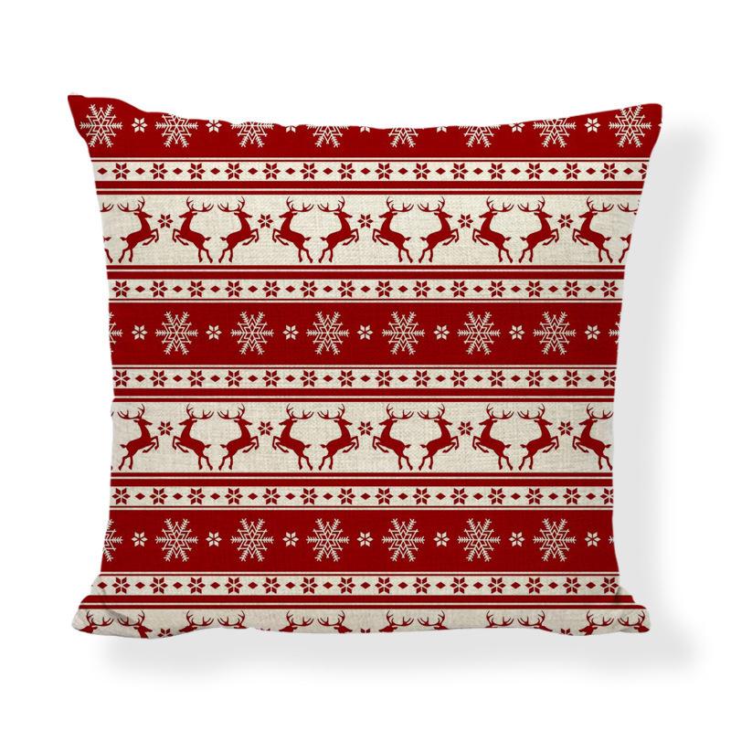 Red Series Santa Claus Pattern Throw Pillow Cover with Short Plush Print for Living Room Sofa Decoration Cushion Cover