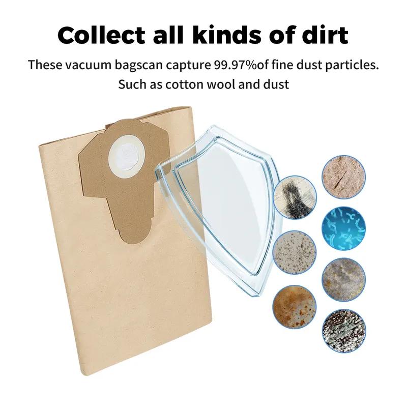 20L 30L Wet and Dry Vacuum 5/10pc Dust Bags for Einhell BT-VC1250S/BT-VC1250/20 Li S-Solo/TC-VC 18 Paper Dust Collection Bags