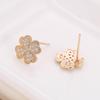 Fashion Four-Leaf Clover Diamond Stud Earrings - Elegant Women's Copper Style
