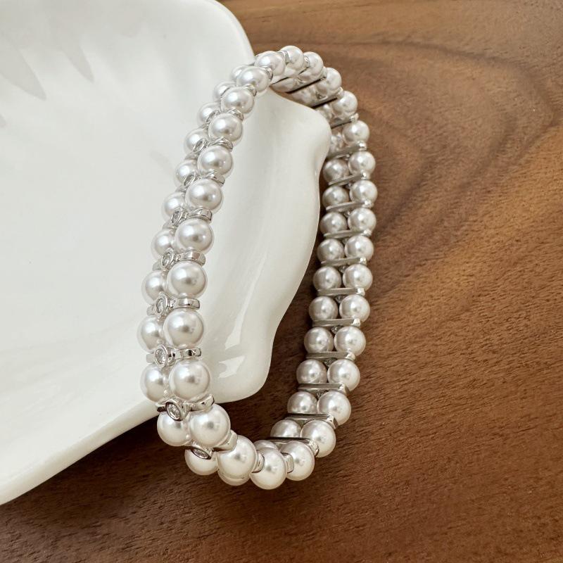 Elegant Double-Layer Imitation Pearl Bracelet - Stylish, Versatile Jewelry for Women