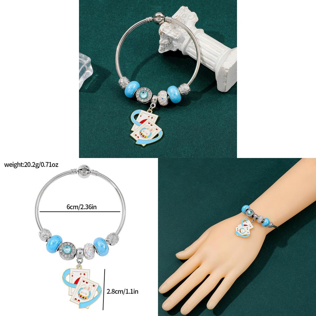 Doraemon Kristallperlenarmband mit Karte Cartoon-Anhänger zum Verschenken
