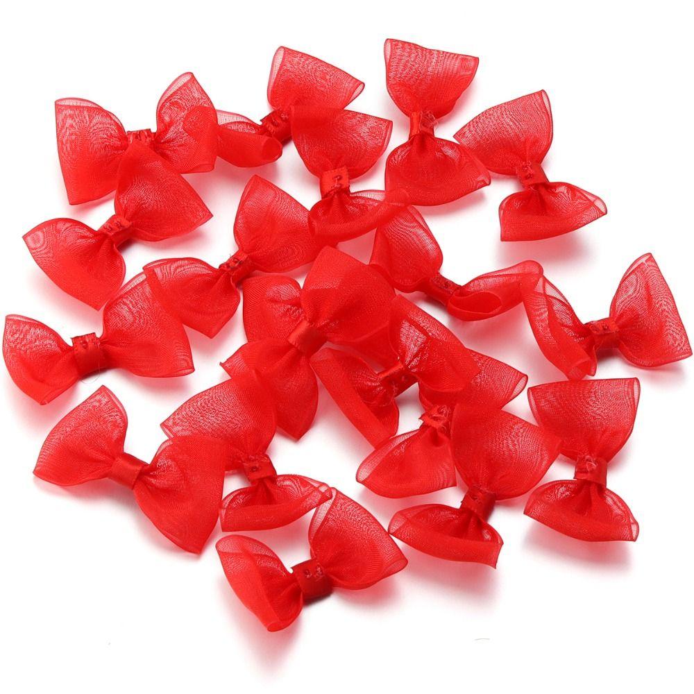 20PCS 2.5*5cm Size Colored Ribbon Bows Gauze Ribbon Sewing Craft Bow  Party Decoration
