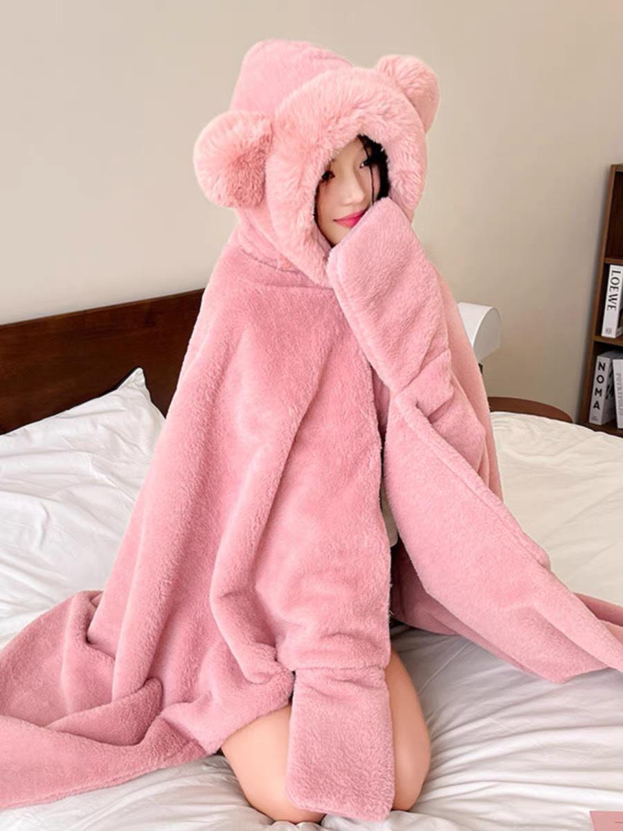 

Двухслойное толстое одеяло-шаль с медвежьим принтом 2024 года – симпатичное одеяло-плащ для дивана на осень и зиму