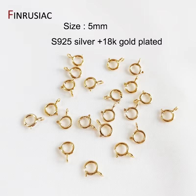 

14/18K Gold Plated Brass Round Spring Clasp With Jump Ring Open Connect Clasp For DIY Jewelry Necklace Chain Making Accessories