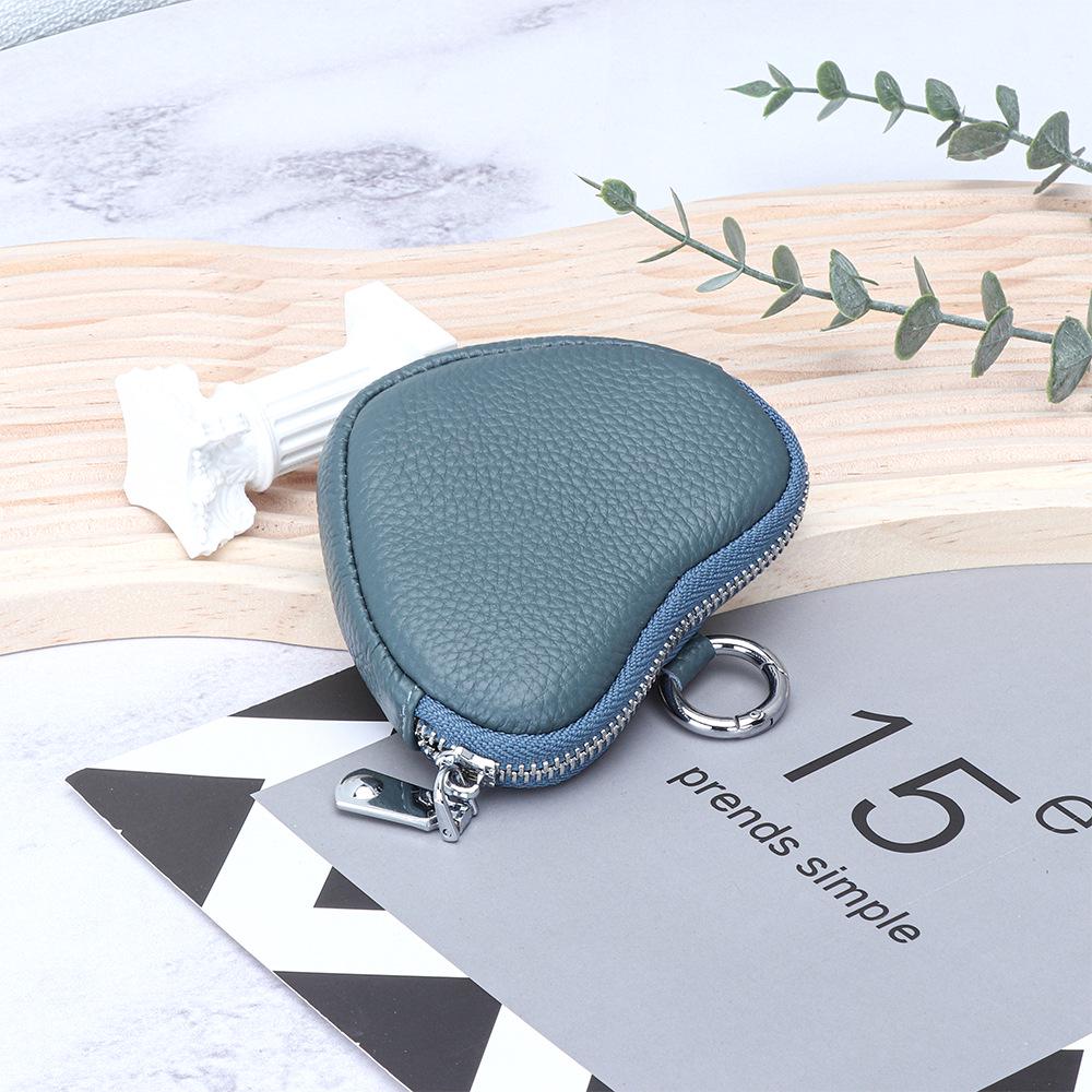 Mini Genuine Leather Coin Purse for Ladies - Top Layer Cowhide Storage Pouch with Zipper and Pendant