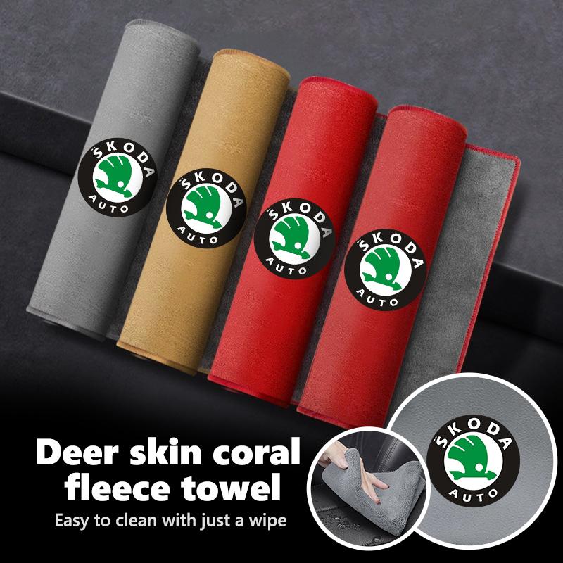 Rjhwp8 For Skoda Car Logo Wash Clean Towel Microfiber Cleaning Drying Clothl S Kodiaq Octavia 2 3 Yeti Karoq Rapid Fabia VII VRS
