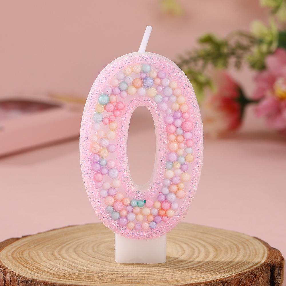 Creative Pink Foam Balloon Candle - Macaron Number Birthday Cake Decoration