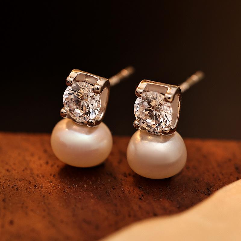 Banyan Tree Zircon Pearl S925 Silver Earrings for Women - Stylish Commuter Jewelry Trend