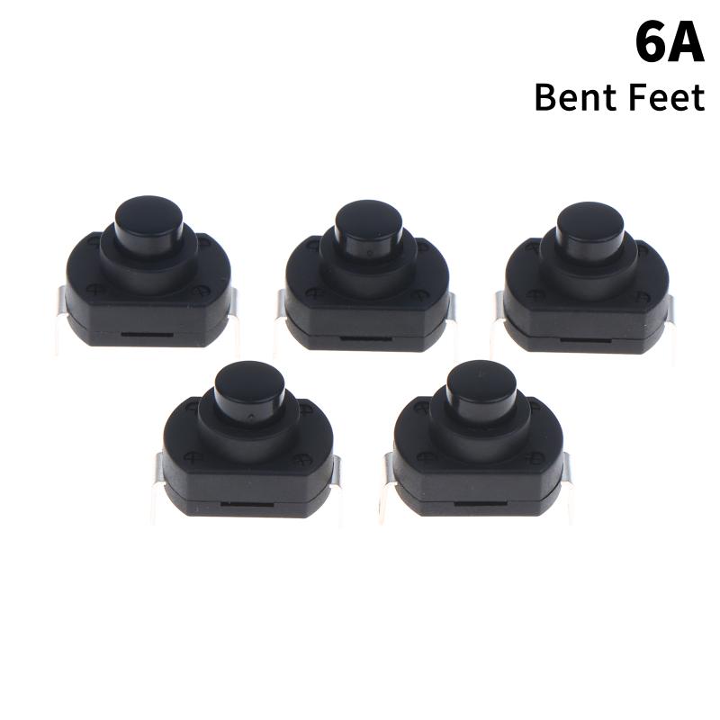 5Pcs Kan-9 Flat Feet/Bent Feet Self Locking Holding Micro Power Button Switch 6A 16A 250Vac For Flashlights Desk Lamps