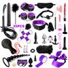 Fetish BDSM Kit Set Sex Toy Handcuffs for Woman Adult Supplies Handcuffs Whip Anal Plug Vibrator Bondage Rope Sexual Sexy Game