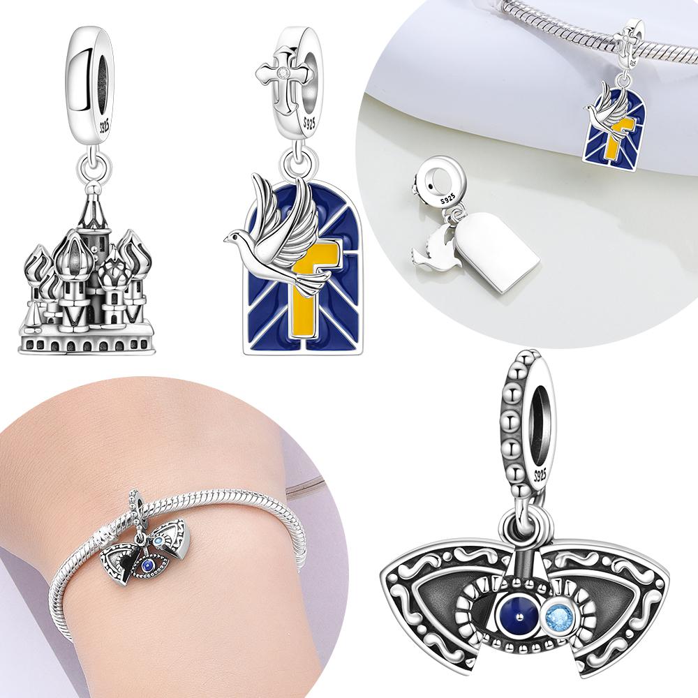 Charm Genuine Copper Church Cross Lucky Eye Box Pendants Church Bead Fits Bracelets DoItYourself Beautiful Gifts Women Jewellery