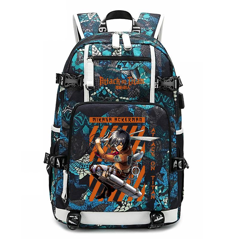 Attack on Titan Print School Backpack Large Capacity Travel Bookbag for Kids Boys Girls