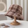 Women S Plaid Bucket Hat Double Sided Foldable Sun Protection Large Head Size Korean Style