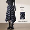 Woolen Retro Plaid A-line Maxi Skirt for Women - Spring/Autumn 2026