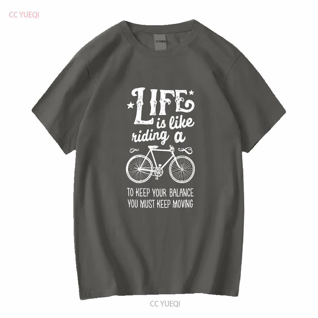 ŽIVOT JE JAKO JÍZDA NA KOLE Tričko s dlouhým nebo krátkým rukávem Vintage Vyprané Stylové Pružné Univerzální Pohodlné Unisex Měkké