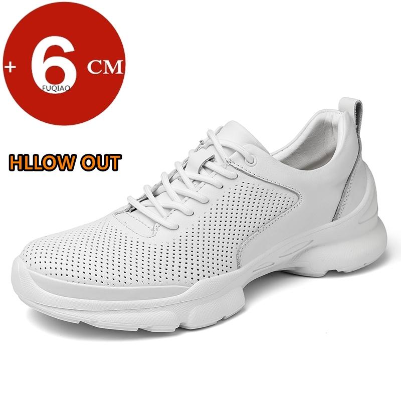 Summer Winter Genuine Leather 6cm Height Increase Sneakers Unisex Lightweight Comfort Breathable Elevator Sports for Men & Women