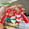 Cute Cartoon Christmas Snowman Rubber Keychain - Soft Pendant for Keys or Bags