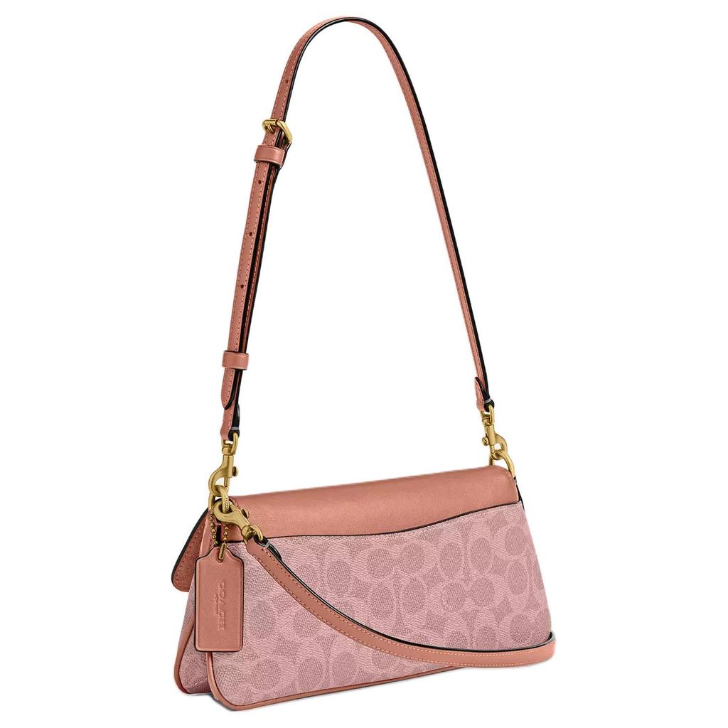 Coach Jet 11 Logo Coated Canvas And Calfskin Shoulder Bag Women Shoulder Bag Pink CBA83-B4YU2