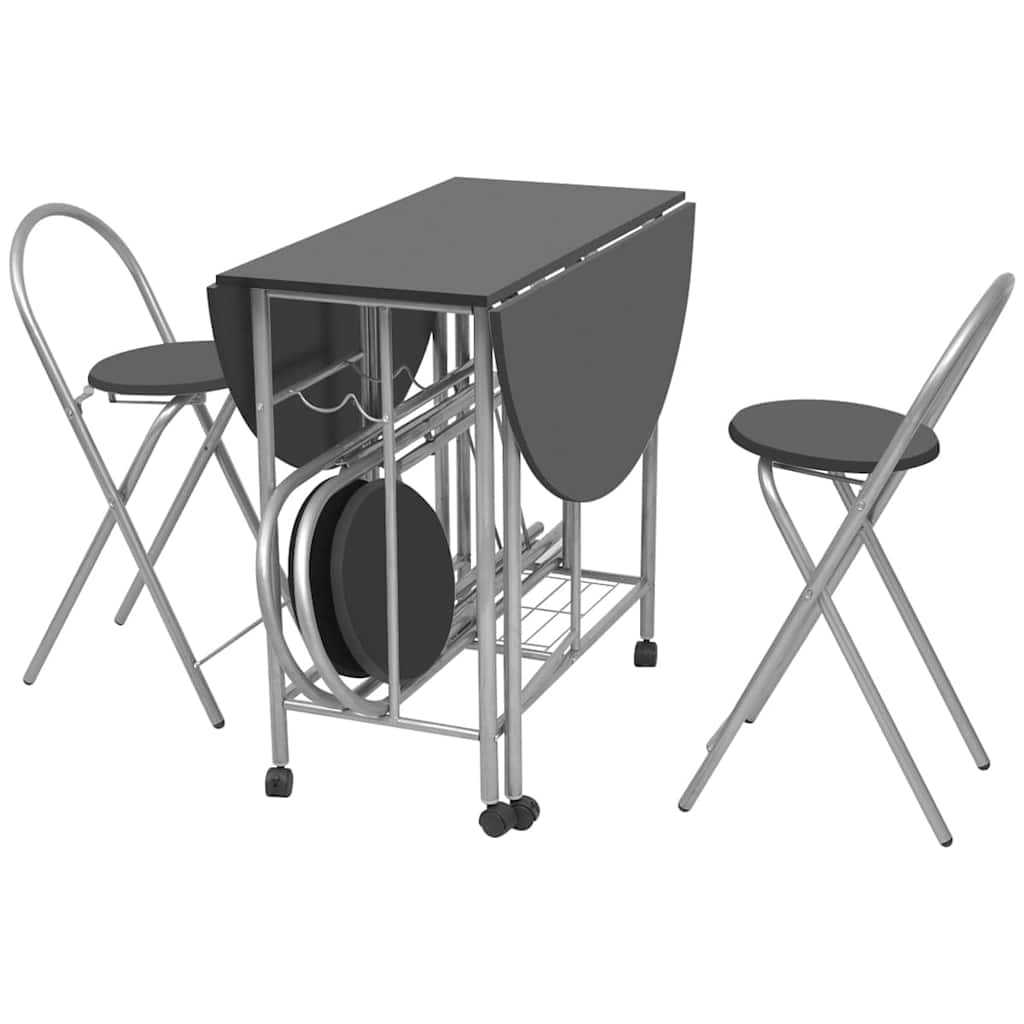 Vidaxl Folding Dining Set - 5 Elements MDF, Black