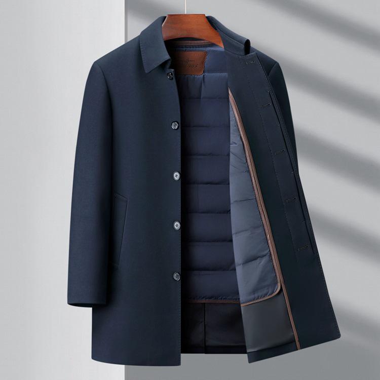 2025 Herren Business Casual Jacke mit abnehmbarem Daunenfutter - Winter Dicke Oberbekleidung