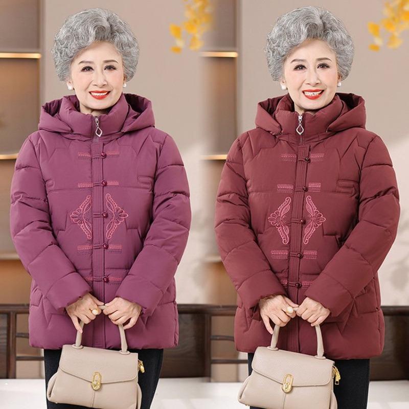 Winter down cotton-padded clothes women's down thickened cotton-padded clothes jacket old lady hooded cotton-padded jacket