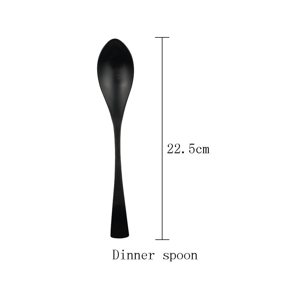 7Pcs Black Stainless Steel Flatware Dinnerware Set Matte Western Steak Knife Fork Dessert Spoon Set Kitchen Tableware Set