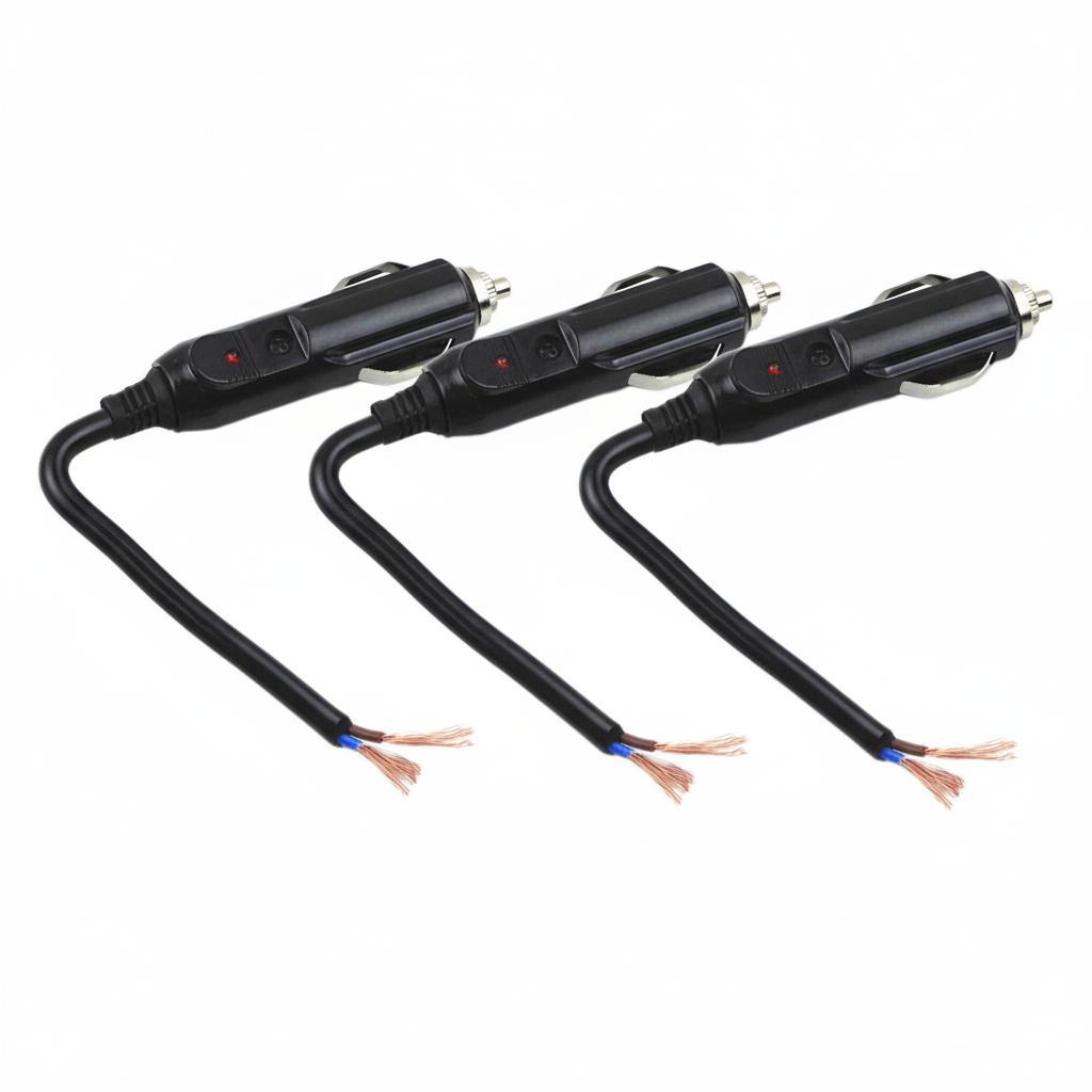 12V To 24V Car Cigarette Lighter Plug Male Head With Indicator Light Vehicle Electrical Cigarette Lighter Plug Charger Adapter