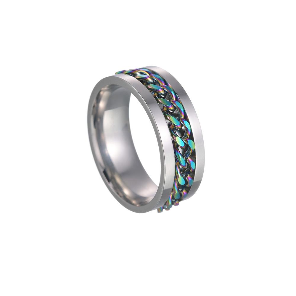 Ins Stainless Steel Rotatable Chain Link Men's Spinner Ring Couple Ring  Punk Women Man Corkscrew Ring   for Party Gift