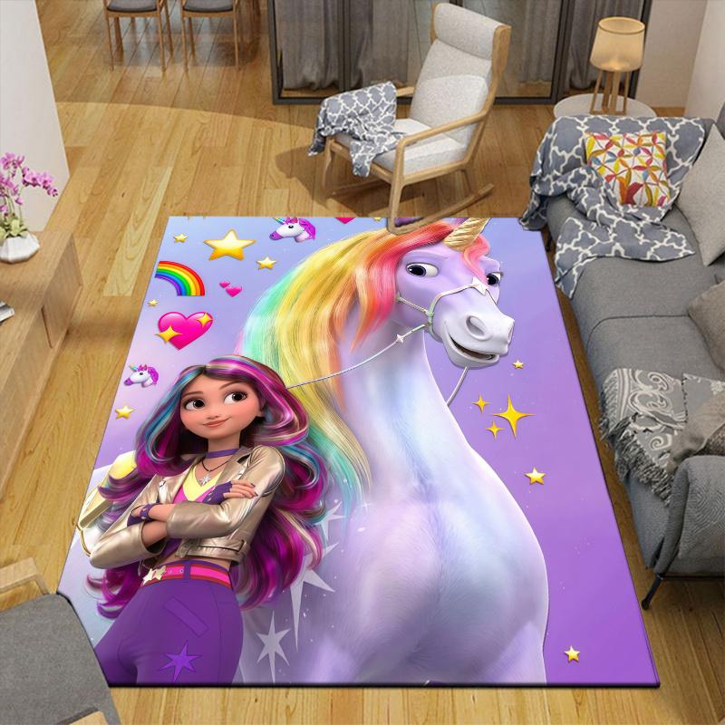 Unicorn Academy Home Sofa Decoration for Living Room & Bedroom, Non‑Slip Play Flannel Floor Mat for Game Room