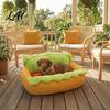 Removable Cover Pet Nest Hot Dog Bed Cozy Cute Washable Comfortable Dachshund Bed Mat Soft Plush for Small Dogs Cats Decorative Living Room