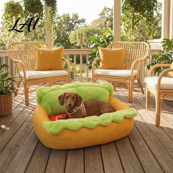 Removable Cover Pet Nest Hot Dog Bed Cozy Cute Washable Comfortable Dachshund Bed Mat Soft Plush for Small Dogs Cats Decorative Living Room