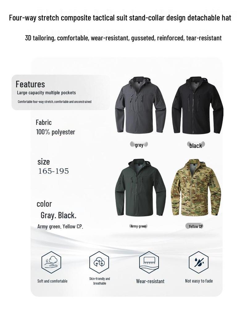 Spring & Autumn Tactical Military Fan Outdoor Multi-pocket Elastic Workwear Suit